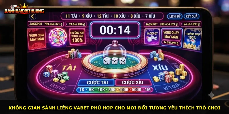 Không gian sảnh Liêng Vabet phù hợp cho mọi đối tượng yêu thích trò chơi